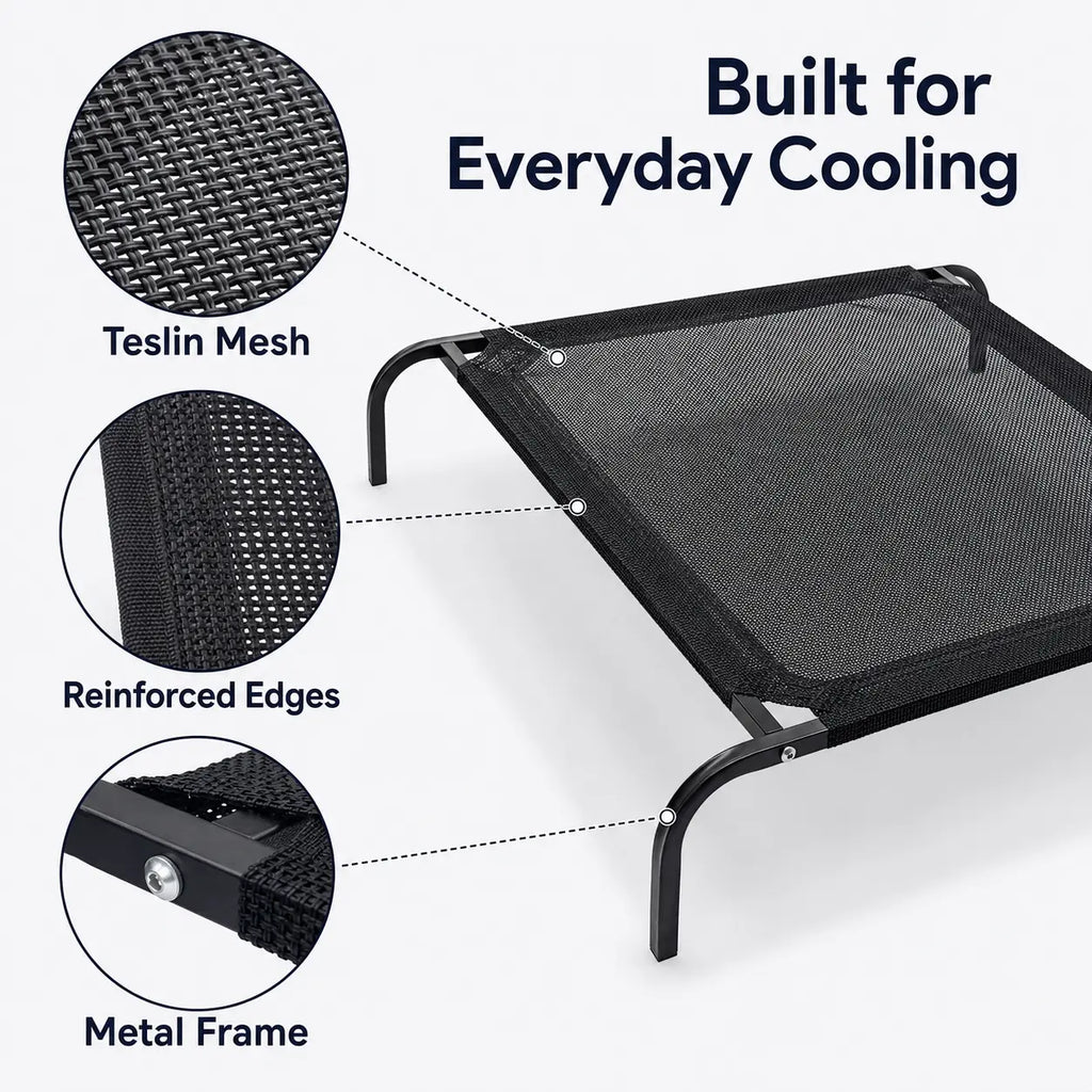 Elevated Cooling Dog Bed for Small/Medium Dogs - 36.2" L X 23.6" W X 5.9" H Single Unit, Breathable Mesh Raised Cot with Metal Frame, Airflow Boost, Indoor & Outdoor Patio Use, Balcony, Porch