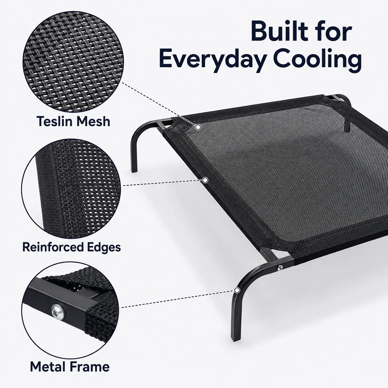 Elevated Cooling Dog Bed for Small/Medium Dogs - 36.2" L X 23.6" W X 5.9" H Single Unit, Breathable Mesh Raised Cot with Metal Frame, Airflow Boost, Indoor & Outdoor Patio Use, Balcony, Porch
